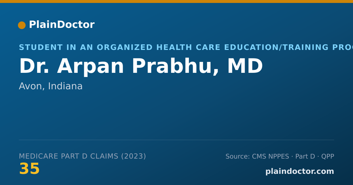 Shareable card for Arpan Prabhu, MD - Student in an Organized Health Care Education/Training Program, Avon, IN
