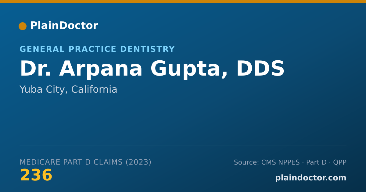 Shareable card for Arpana Gupta, DDS - General Practice Dentistry, Yuba City, CA