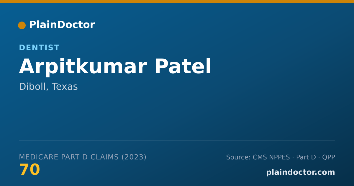 Shareable card for Arpitkumar Patel - Dentist, Diboll, TX