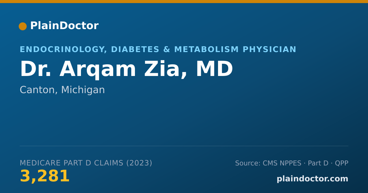 Shareable card for Arqam Zia, MD - Endocrinology, Diabetes & Metabolism Physician, Canton, MI