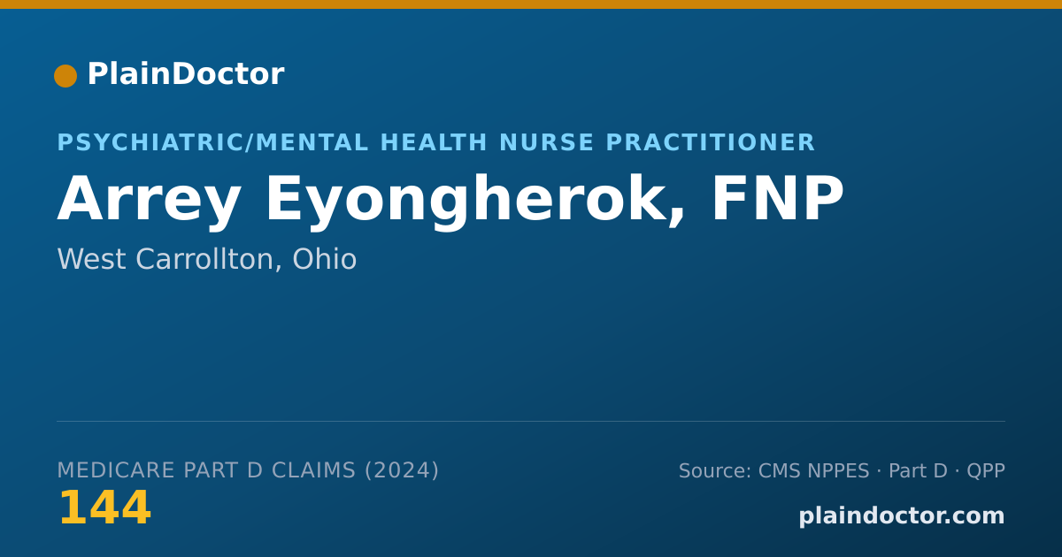 Shareable card for Arrey Eyongherok, FNP - Psychiatric/Mental Health Nurse Practitioner, West Carrollton, OH
