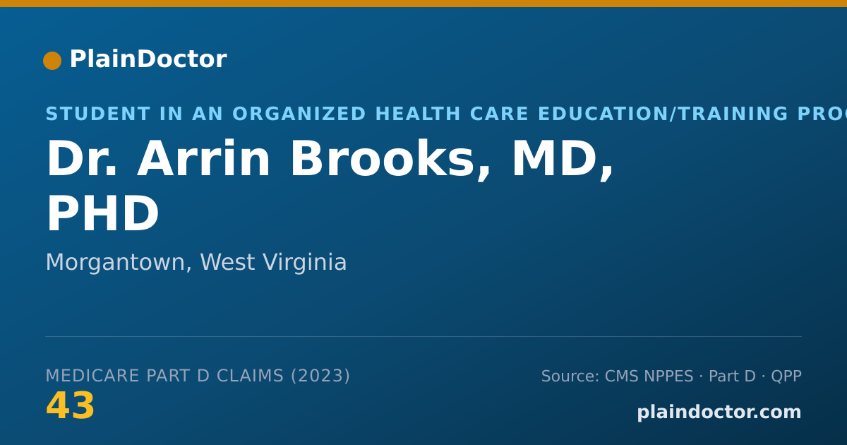 Shareable card for Arrin Brooks, MD, PHD - Student in an Organized Health Care Education/Training Program, Morgantown, WV