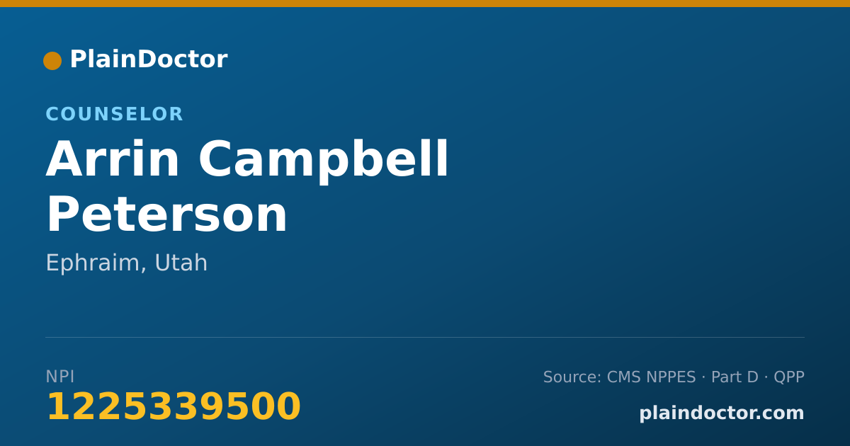 Shareable card for Arrin Campbell Peterson - Counselor, Ephraim, UT