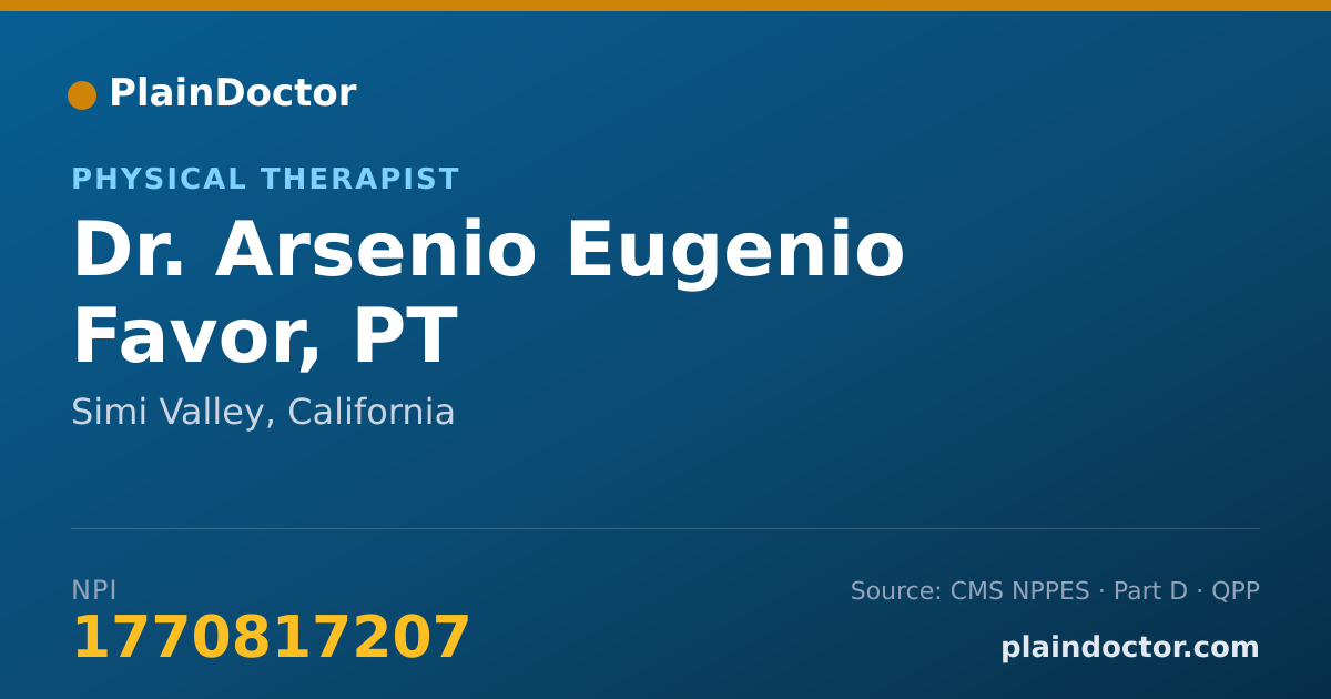 Shareable card for Arsenio Eugenio Favor, PT - Physical Therapist, Simi Valley, CA