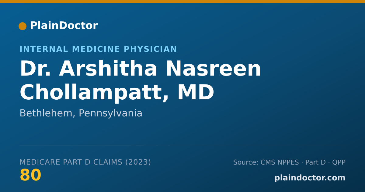 Shareable card for Arshitha Nasreen Chollampatt, MD - Internal Medicine Physician, Bethlehem, PA