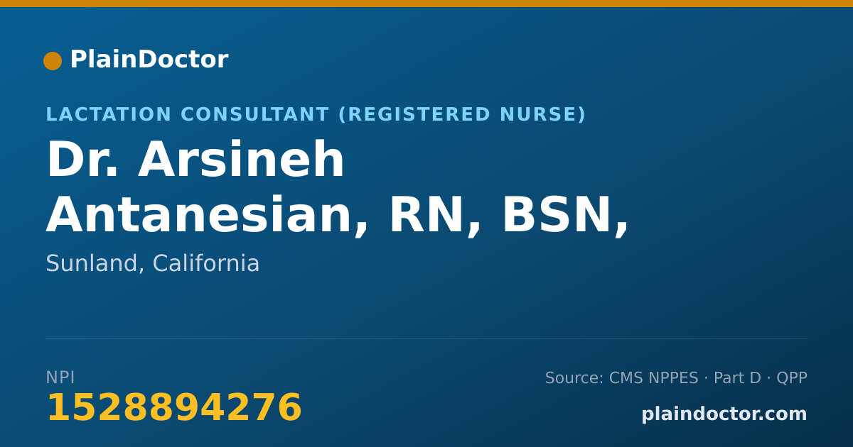 Shareable card for Arsineh Antanesian, RN, BSN, IBCLC - Lactation Consultant (Registered Nurse), Sunland, CA