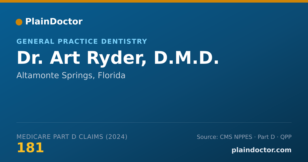 Shareable card for Art Ryder, D.M.D. - General Practice Dentistry, Altamonte Springs, FL