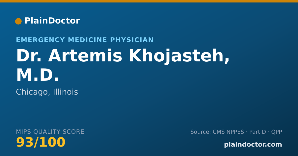 Shareable card for Artemis Khojasteh, M.D. - Emergency Medicine Physician, Chicago, IL