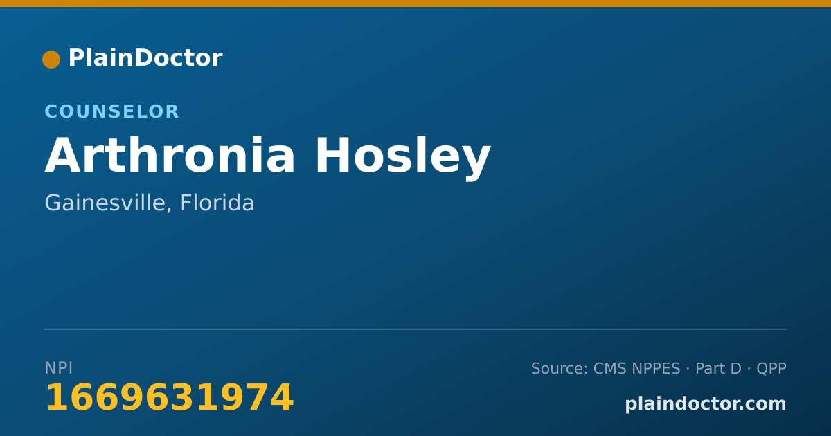 Shareable card for Arthronia Hosley - Counselor, Gainesville, FL