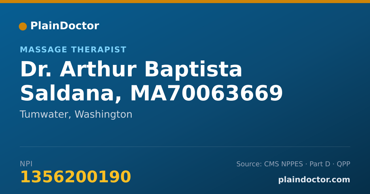 Shareable card for Arthur Baptista Saldana, MA70063669 - Massage Therapist, Tumwater, WA