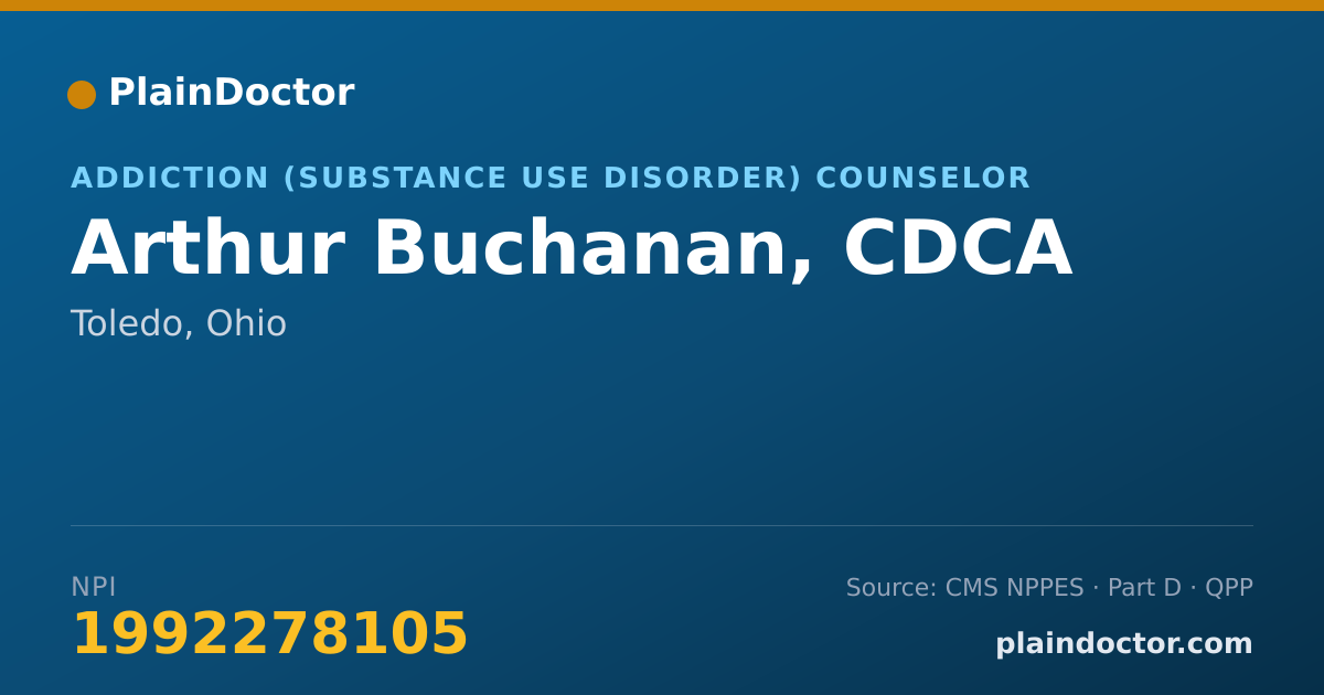 Shareable card for Arthur Buchanan, CDCA - Addiction (Substance Use Disorder) Counselor, Toledo, OH