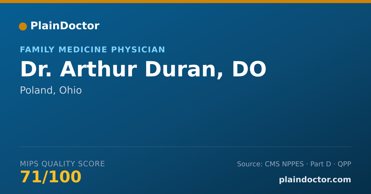 Shareable card for Arthur Duran, DO - Family Medicine Physician, Poland, OH