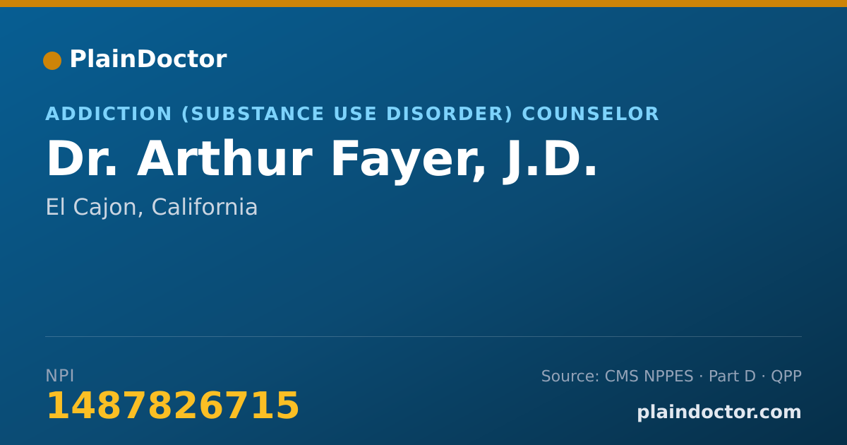 Shareable card for Arthur Fayer, J.D. - Addiction (Substance Use Disorder) Counselor, El Cajon, CA