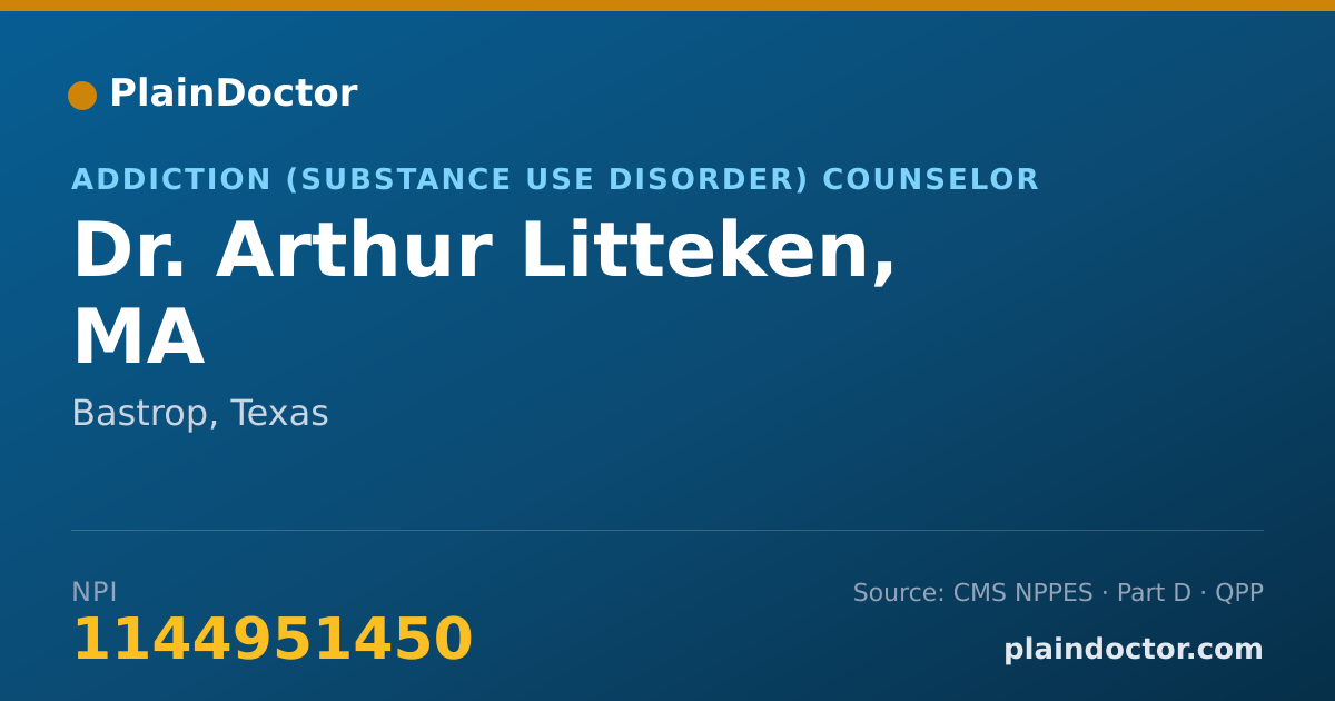 Shareable card for Arthur Litteken, MA - Addiction (Substance Use Disorder) Counselor, Bastrop, TX