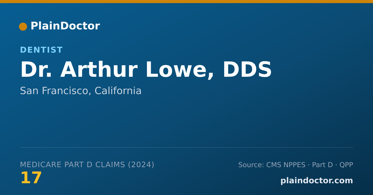 Shareable card for Arthur Lowe, DDS - Dentist, San Francisco, CA