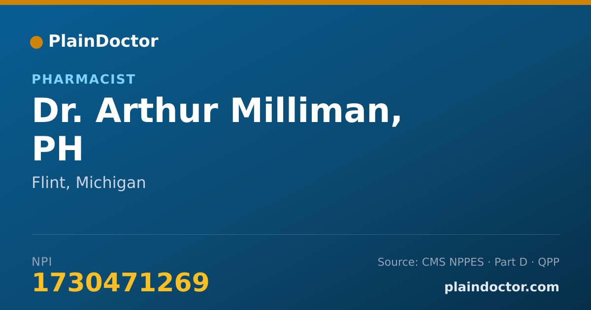 Shareable card for Arthur Milliman, PH - Pharmacist, Flint, MI