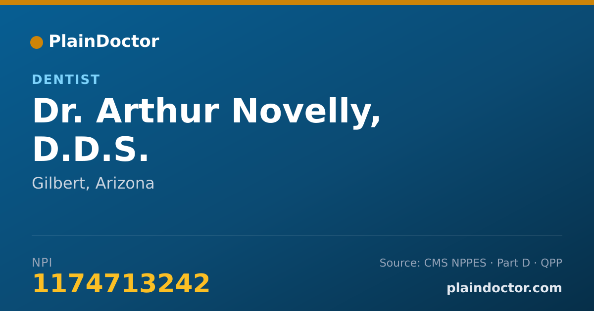 Shareable card for Arthur Novelly, D.D.S. - Dentist, Gilbert, AZ