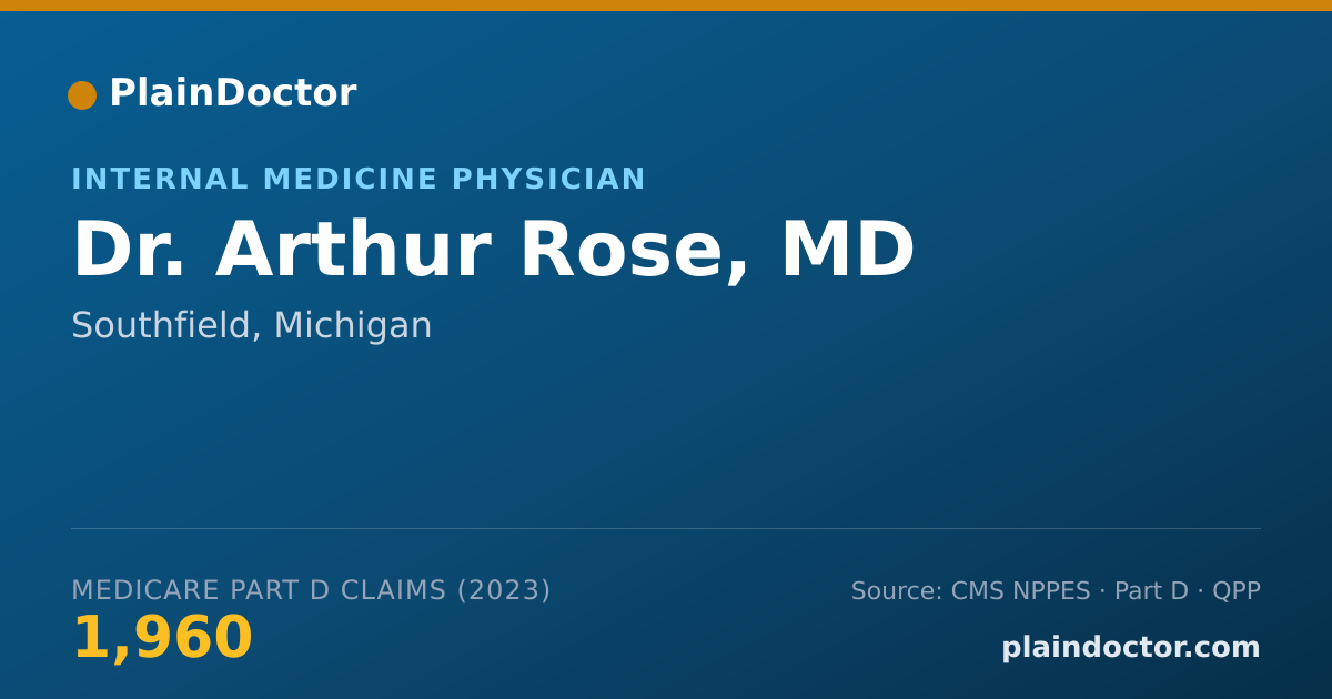 Shareable card for Arthur Rose, MD - Internal Medicine Physician, Southfield, MI