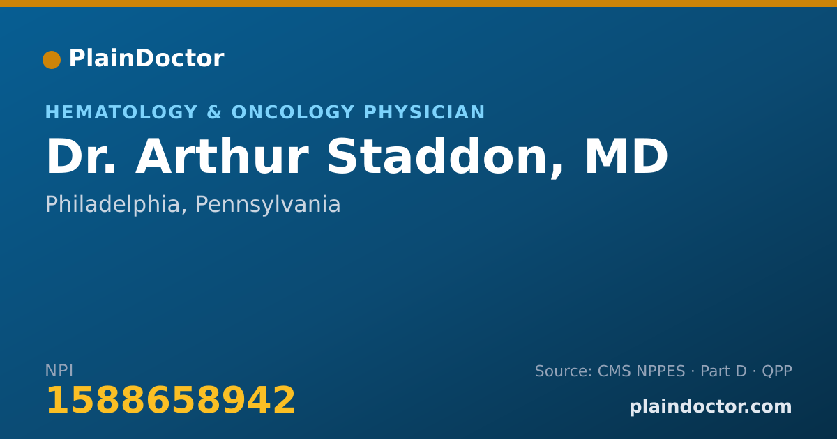 Shareable card for Arthur Staddon, MD - Hematology & Oncology Physician, Philadelphia, PA