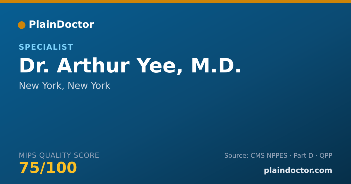 Shareable card for Arthur Yee, M.D. - Specialist, New York, NY