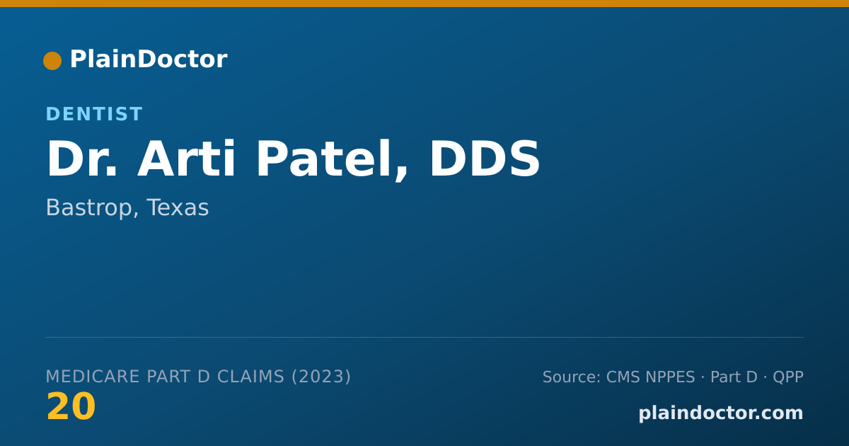Shareable card for Arti Patel, DDS - Dentist, Bastrop, TX