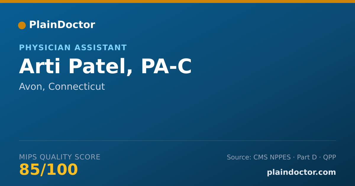 Shareable card for Arti Patel, PA-C - Physician Assistant, Avon, CT