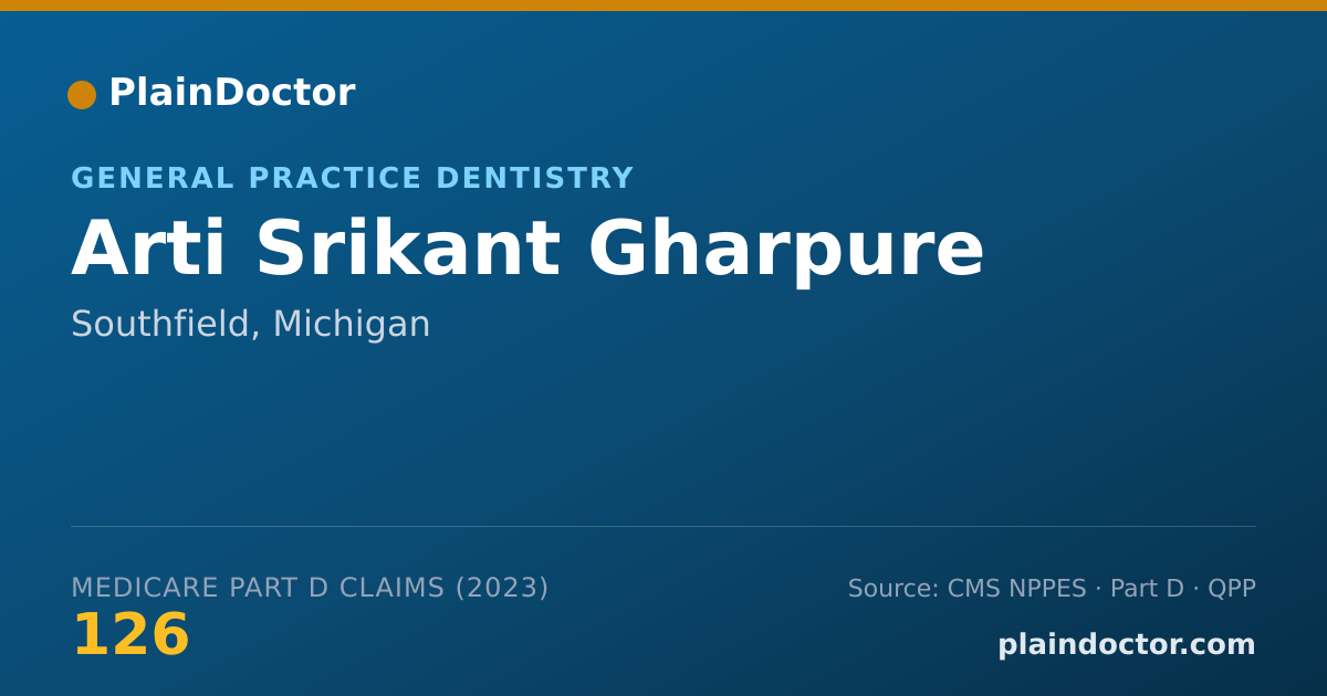 Shareable card for Arti Srikant Gharpure - General Practice Dentistry, Southfield, MI