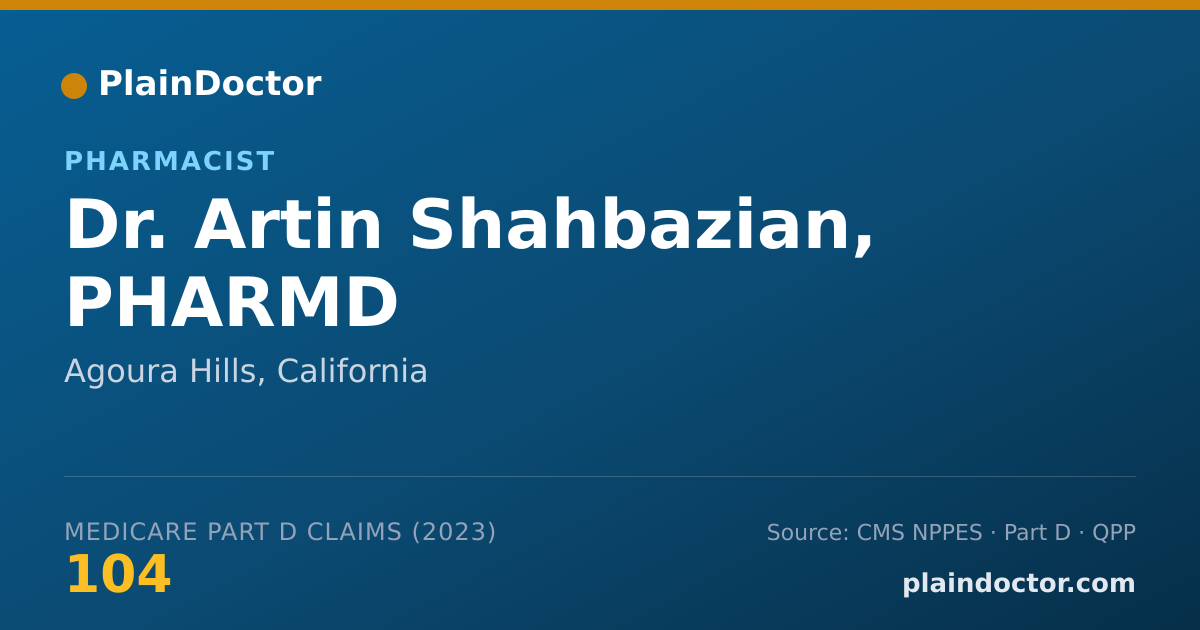 Shareable card for Artin Shahbazian, PHARMD - Pharmacist, Agoura Hills, CA