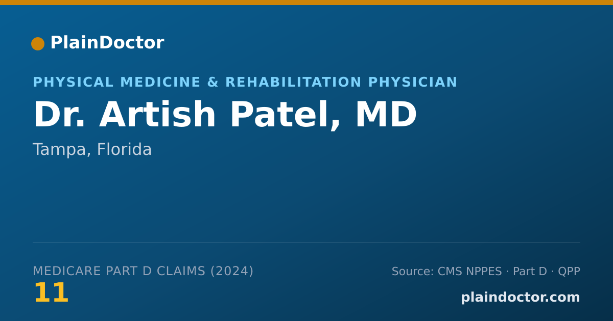 Shareable card for Artish Patel, MD - Physical Medicine & Rehabilitation Physician, Tampa, FL