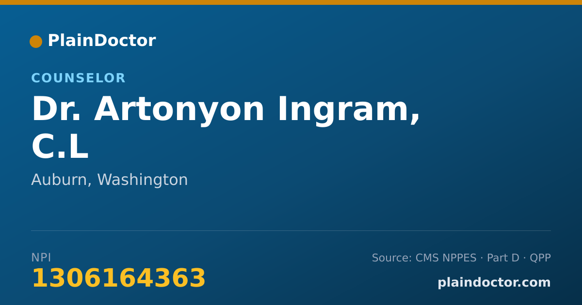 Shareable card for Artonyon Ingram, C.L - Counselor, Auburn, WA
