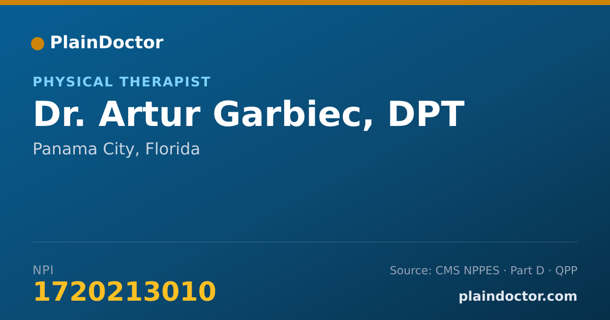 Shareable card for Artur Garbiec, DPT - Physical Therapist, Panama City, FL