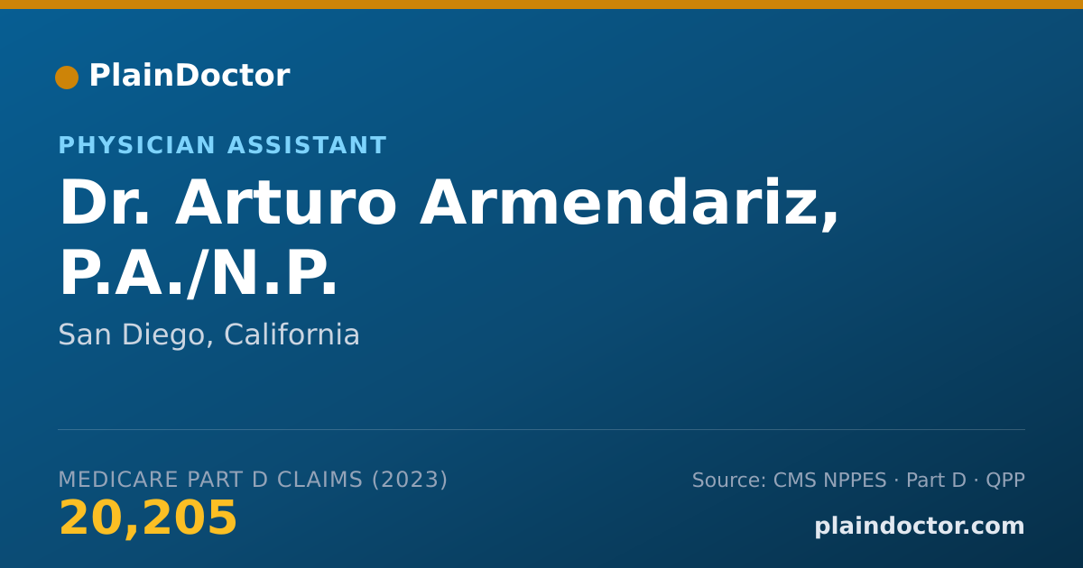 Shareable card for Arturo Armendariz, P.A./N.P. - Physician Assistant, San Diego, CA