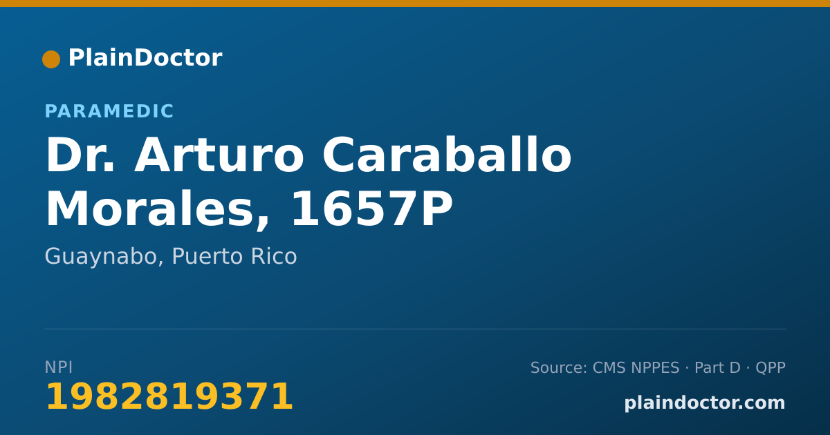 Shareable card for Arturo Caraballo Morales, 1657P - Paramedic, Guaynabo, PR