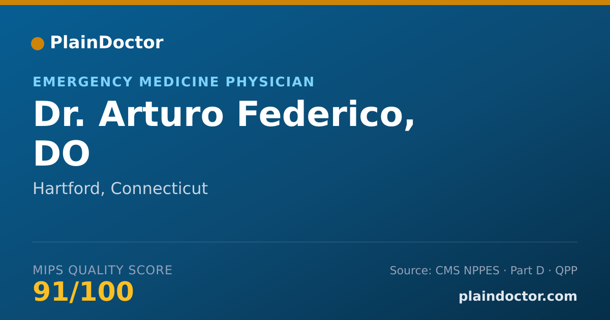 Shareable card for Arturo Federico, DO - Emergency Medicine Physician, Hartford, CT
