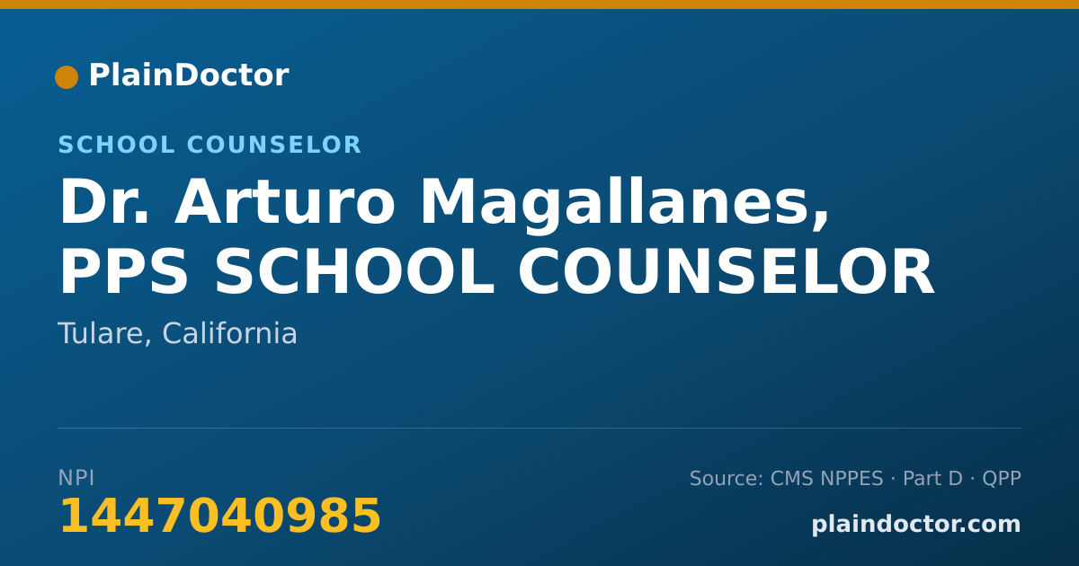 Shareable card for Arturo Magallanes, PPS SCHOOL COUNSELOR - School Counselor, Tulare, CA