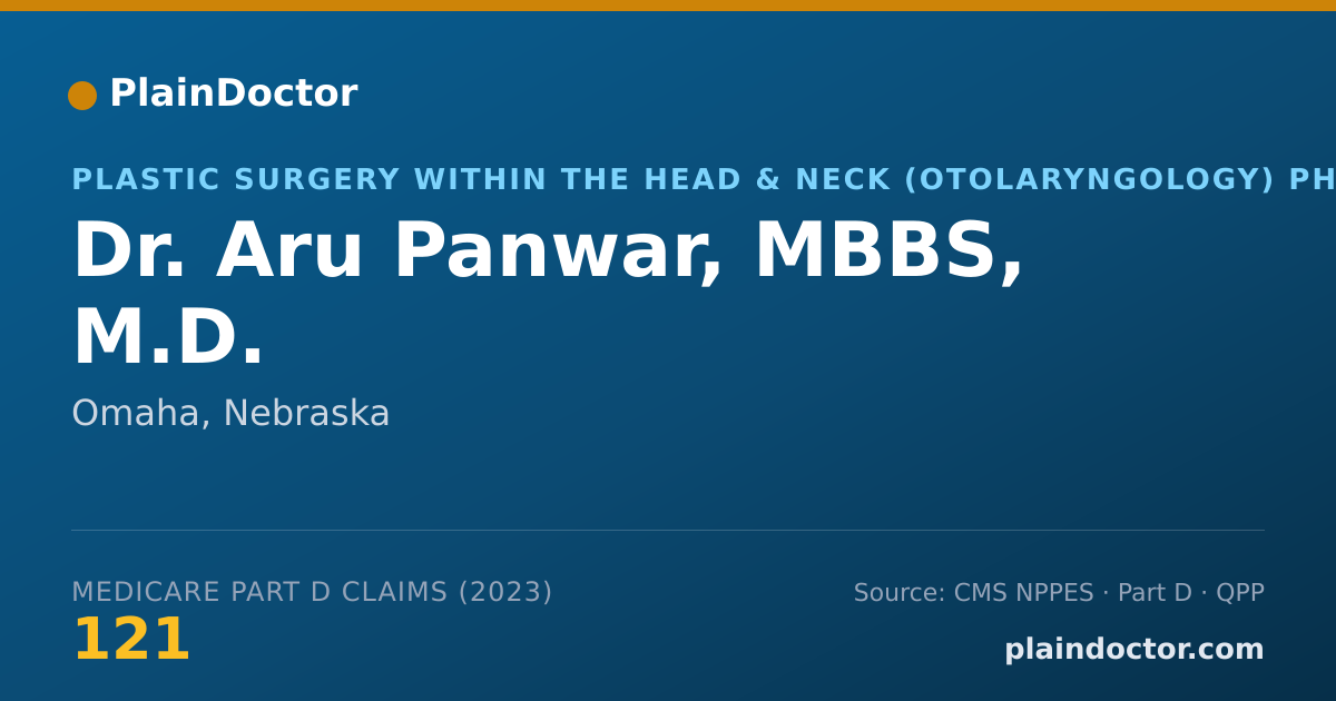 Shareable card for Aru Panwar, MBBS, M.D. - Plastic Surgery within the Head & Neck (Otolaryngology) Physician, Omaha, NE