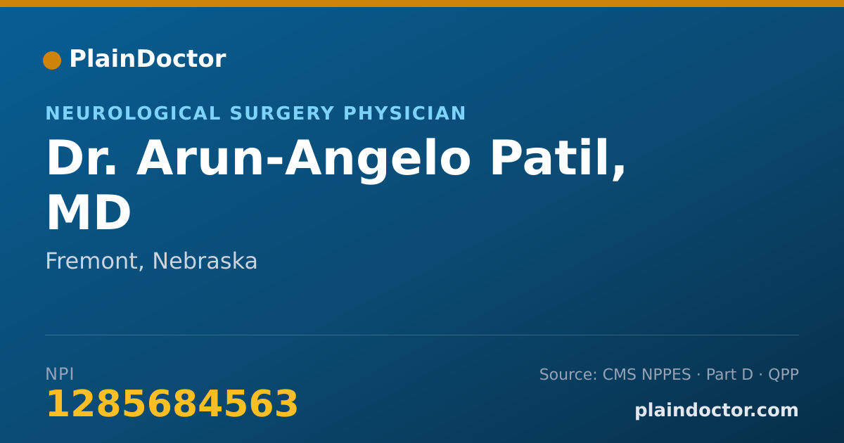 Shareable card for Arun-Angelo Patil, MD - Neurological Surgery Physician, Fremont, NE