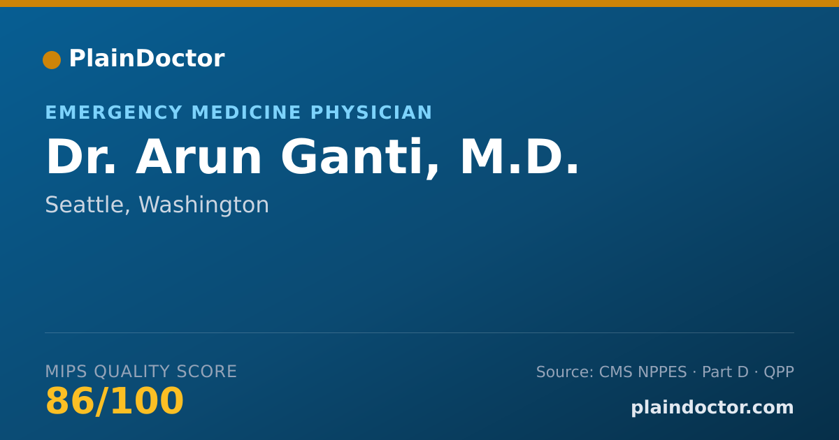 Shareable card for Arun Ganti, M.D. - Emergency Medicine Physician, Seattle, WA