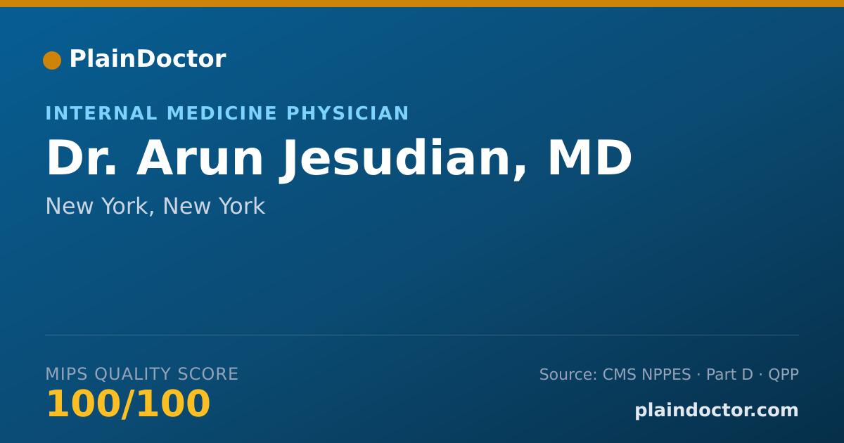 Shareable card for Arun Jesudian, MD - Internal Medicine Physician, New York, NY