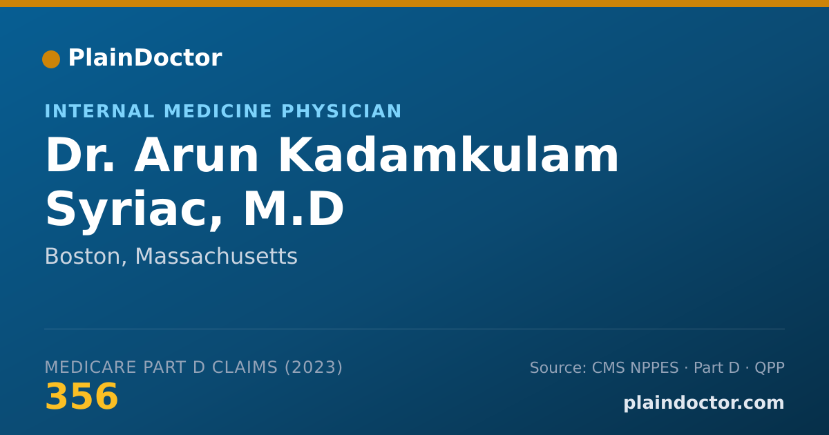 Shareable card for Arun Kadamkulam Syriac, M.D - Internal Medicine Physician, Boston, MA