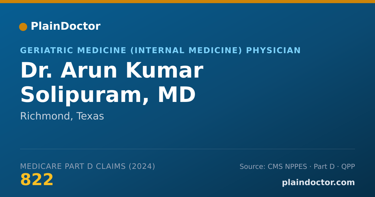 Shareable card for Arun Kumar Solipuram, MD - Geriatric Medicine (Internal Medicine) Physician, Richmond, TX