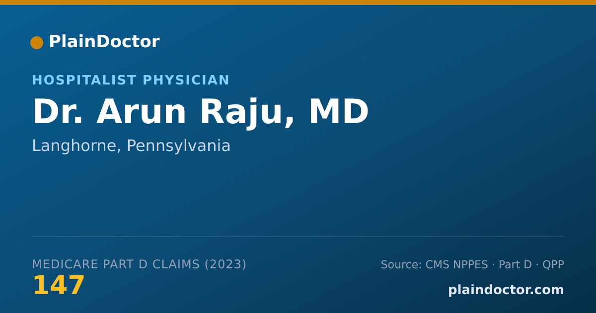 Shareable card for Arun Raju, MD - Hospitalist Physician, Langhorne, PA