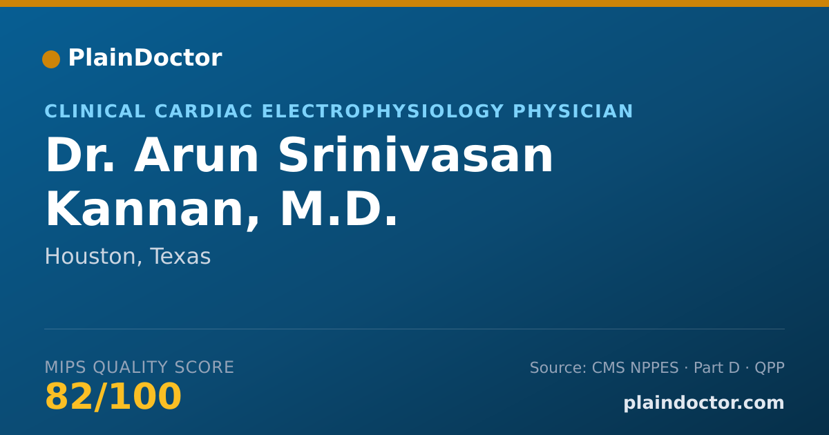 Shareable card for Arun Srinivasan Kannan, M.D. - Clinical Cardiac Electrophysiology Physician, Houston, TX