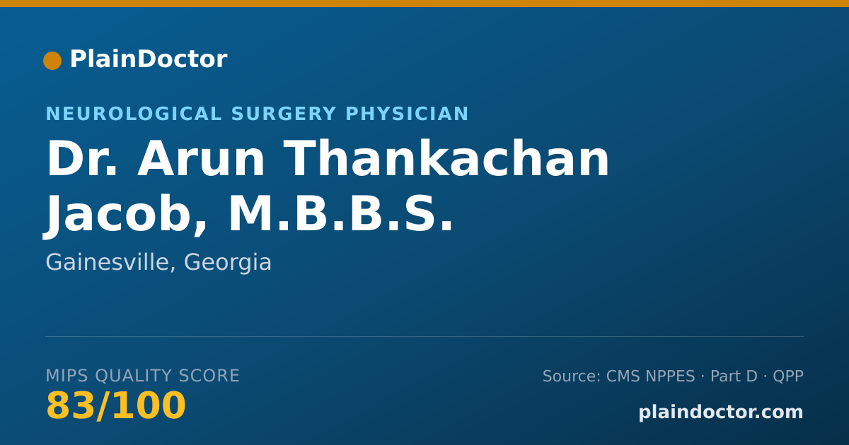 Shareable card for Arun Thankachan Jacob, M.B.B.S. - Neurological Surgery Physician, Gainesville, GA