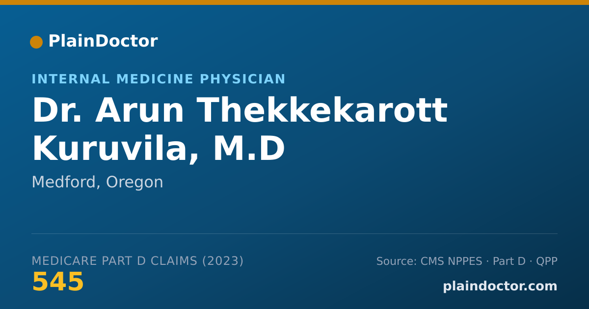 Shareable card for Arun Thekkekarott Kuruvila, M.D - Internal Medicine Physician, Medford, OR