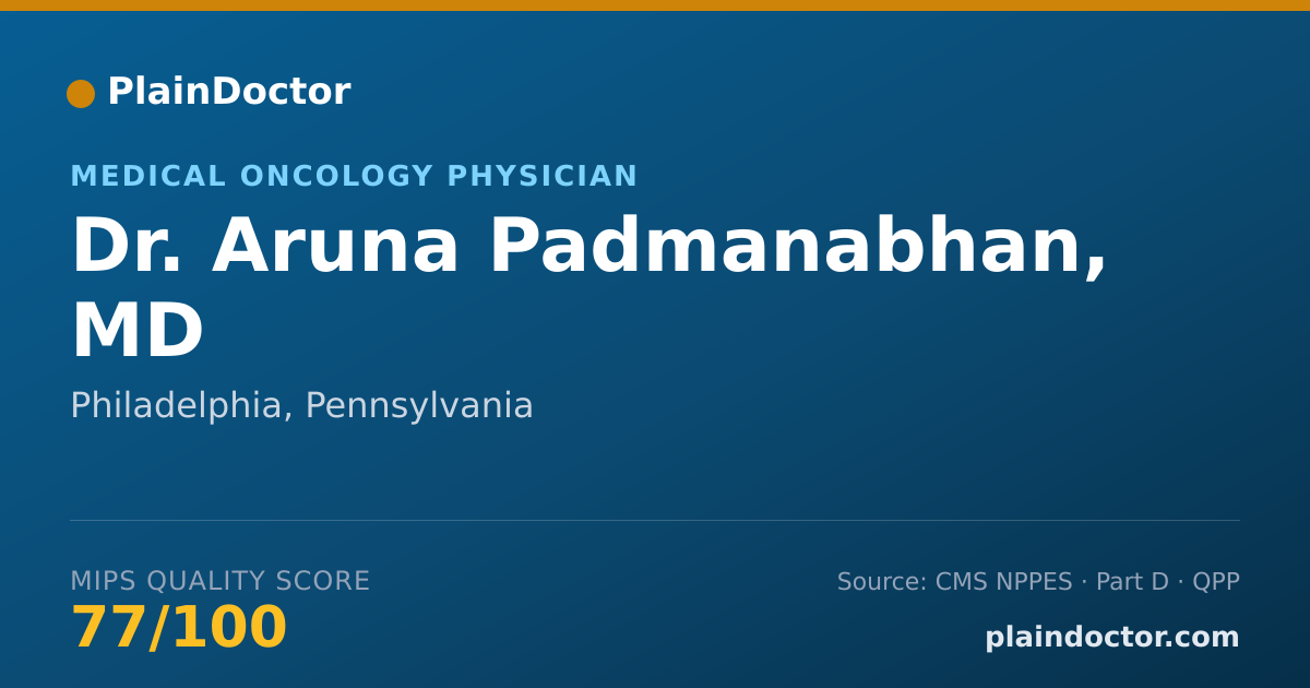 Shareable card for Aruna Padmanabhan, MD - Medical Oncology Physician, Philadelphia, PA
