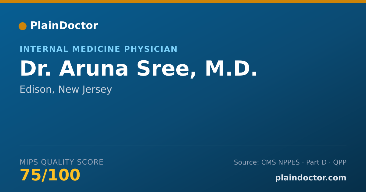 Shareable card for Aruna Sree, M.D. - Internal Medicine Physician, Edison, NJ
