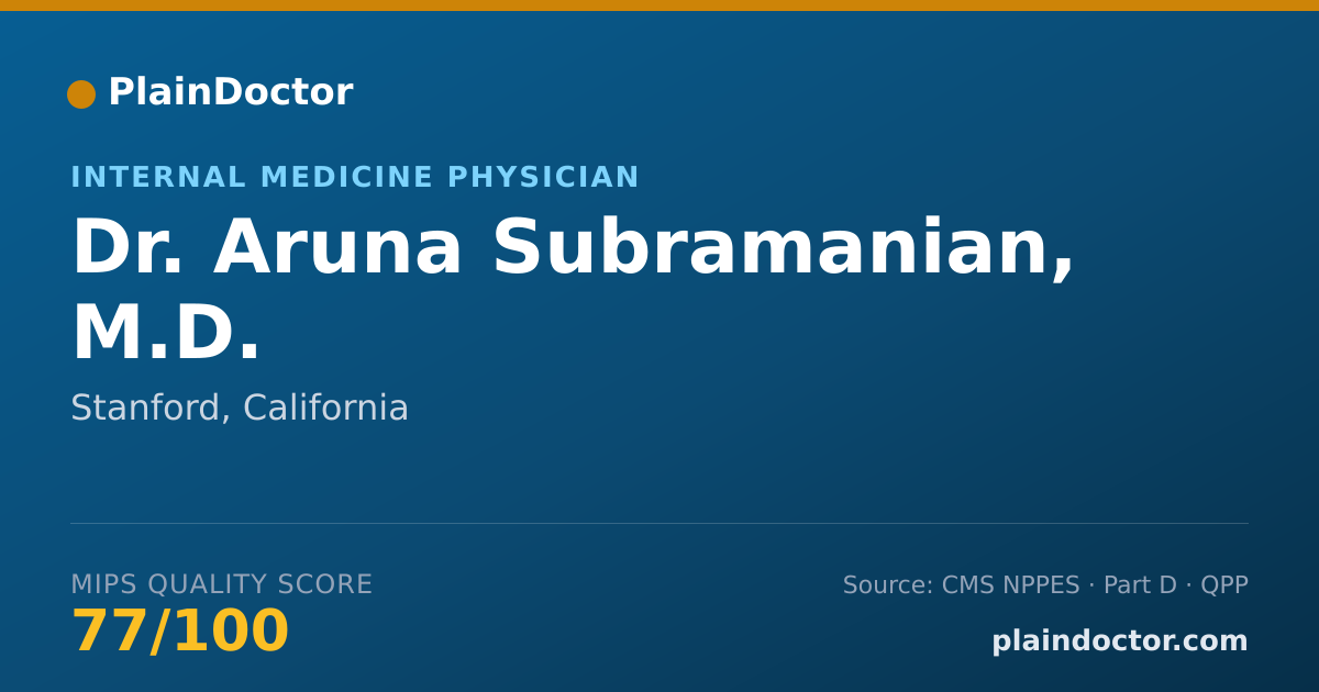 Shareable card for Aruna Subramanian, M.D. - Internal Medicine Physician, Stanford, CA