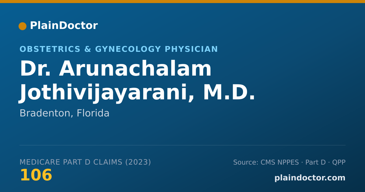 Shareable card for Arunachalam Jothivijayarani, M.D. - Obstetrics & Gynecology Physician, Bradenton, FL