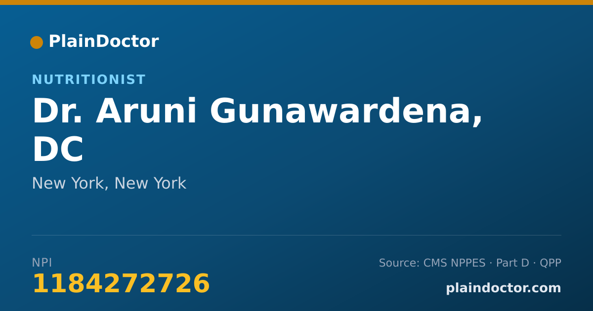 Shareable card for Aruni Gunawardena, DC - Nutritionist, New York, NY